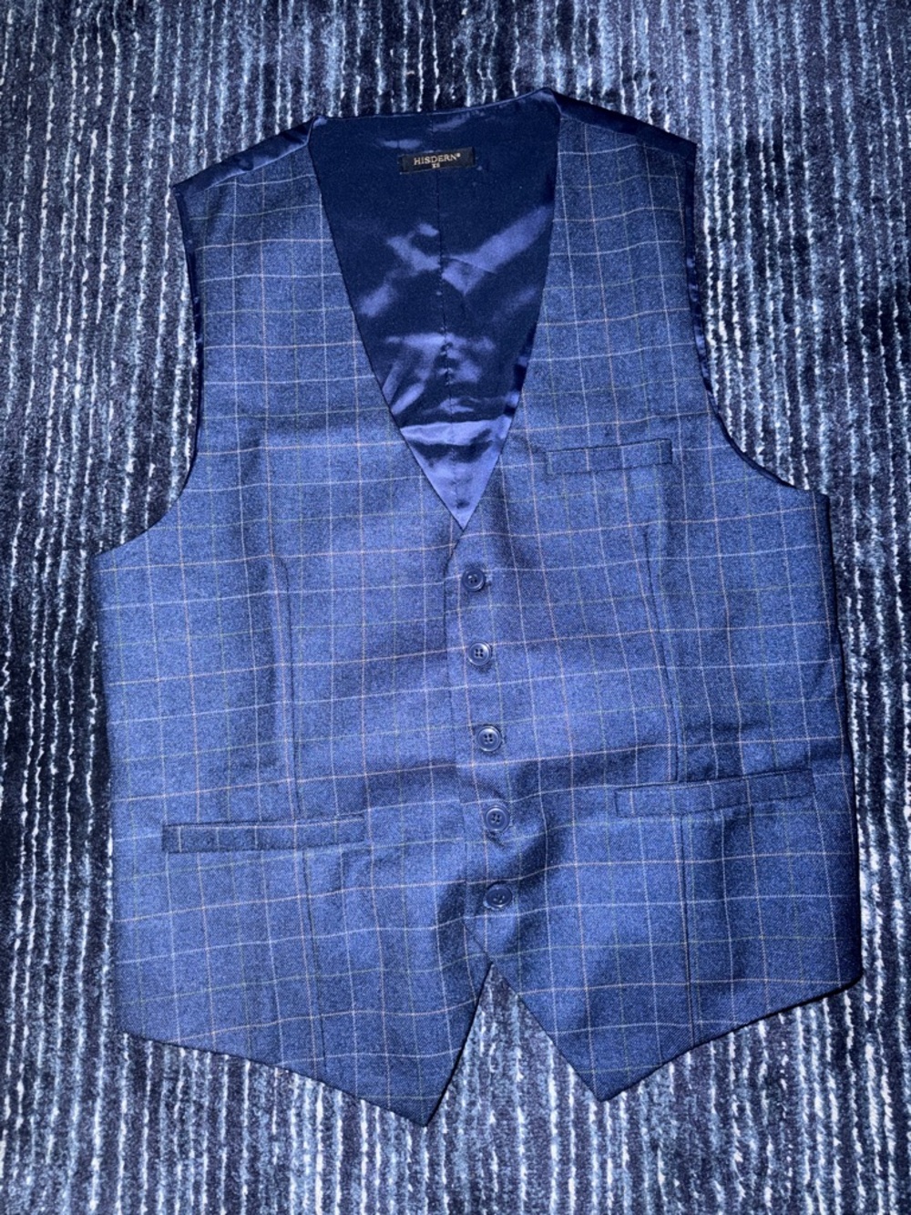 Reserved Navy Blue Windowpane Dress Vest
